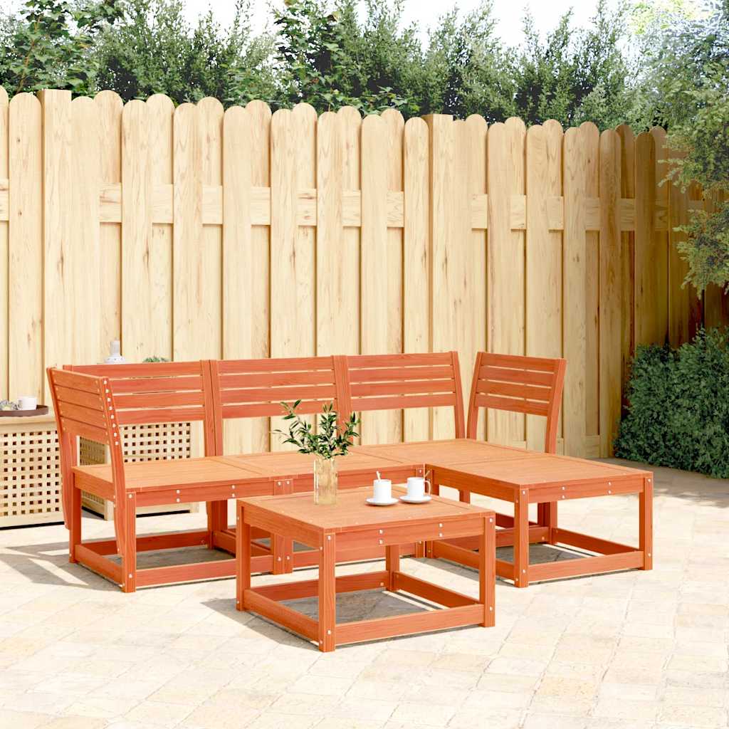 Salon de jardin 4 pcs cire marron bois de pin massif - XIOS