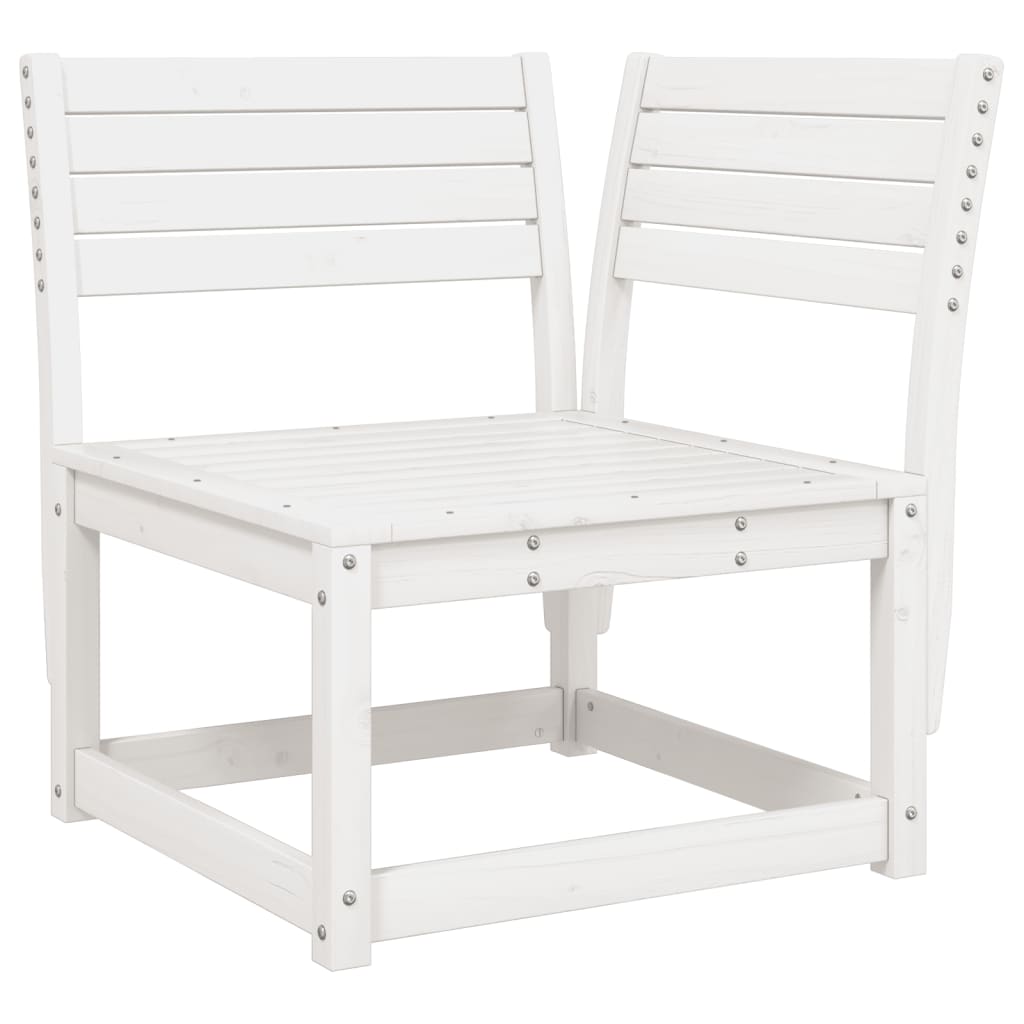 Salon de jardin 5 pcs blanc bois massif de pin