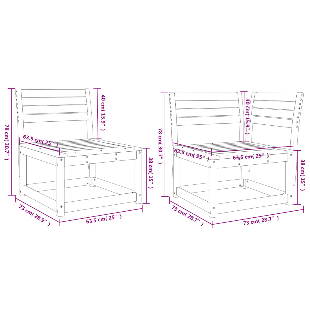 Salon de jardin 5 pcs blanc bois massif de pin