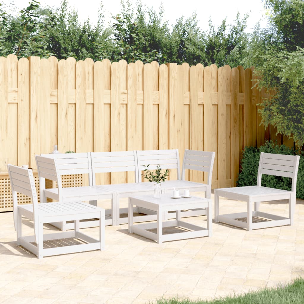 Salon de jardin 5 pcs blanc bois massif de pin - XIOS