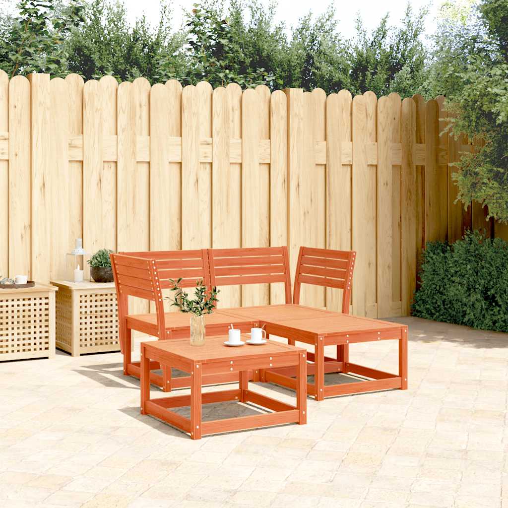 Salon de jardin 3 pcs cire marron bois de pin massif - XIOS