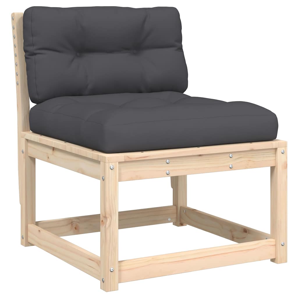 Salon de jardin 6 pcs avec coussins bois de pin massif