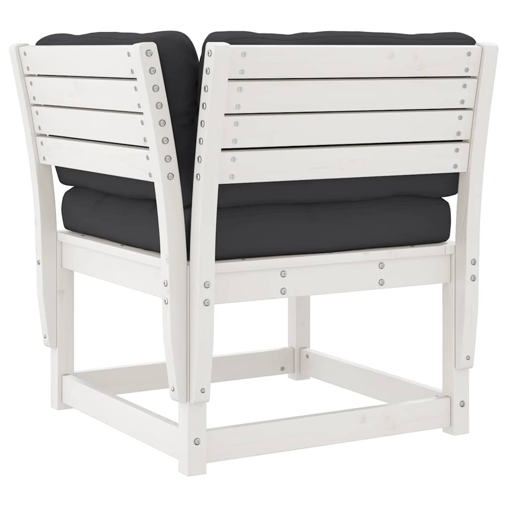 Salon de jardin 6 pcs avec coussins blanc bois massif de pin