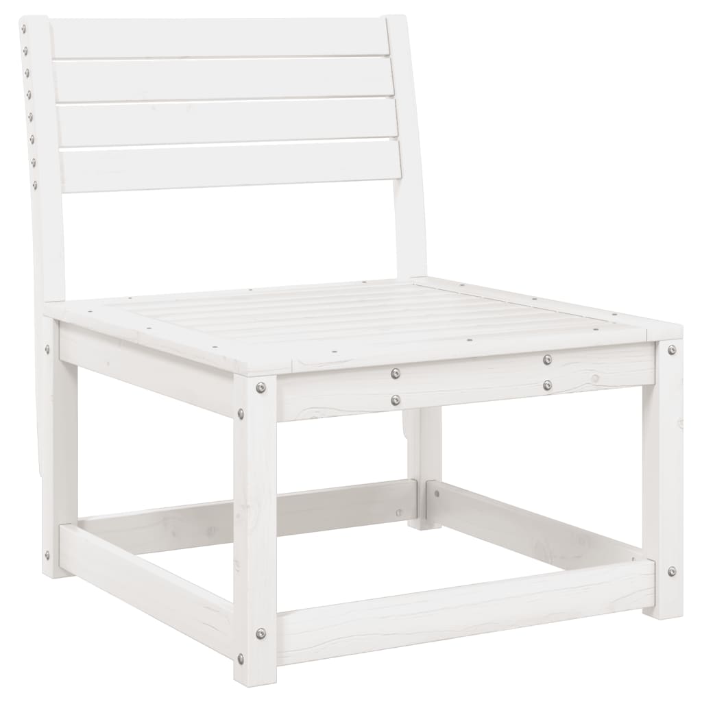 Salon de jardin 6 pcs blanc bois de pin massif