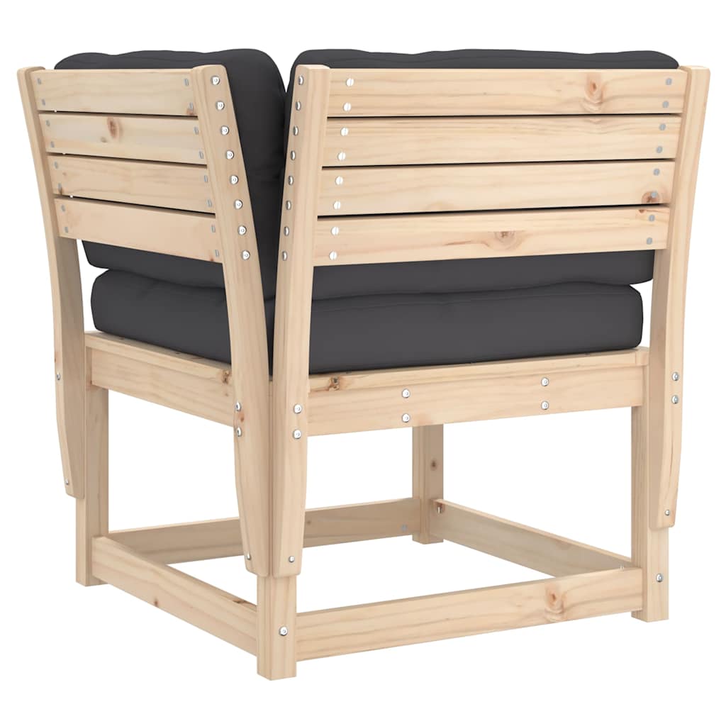 Salon de jardin 6 pcs avec coussins bois de pin massif