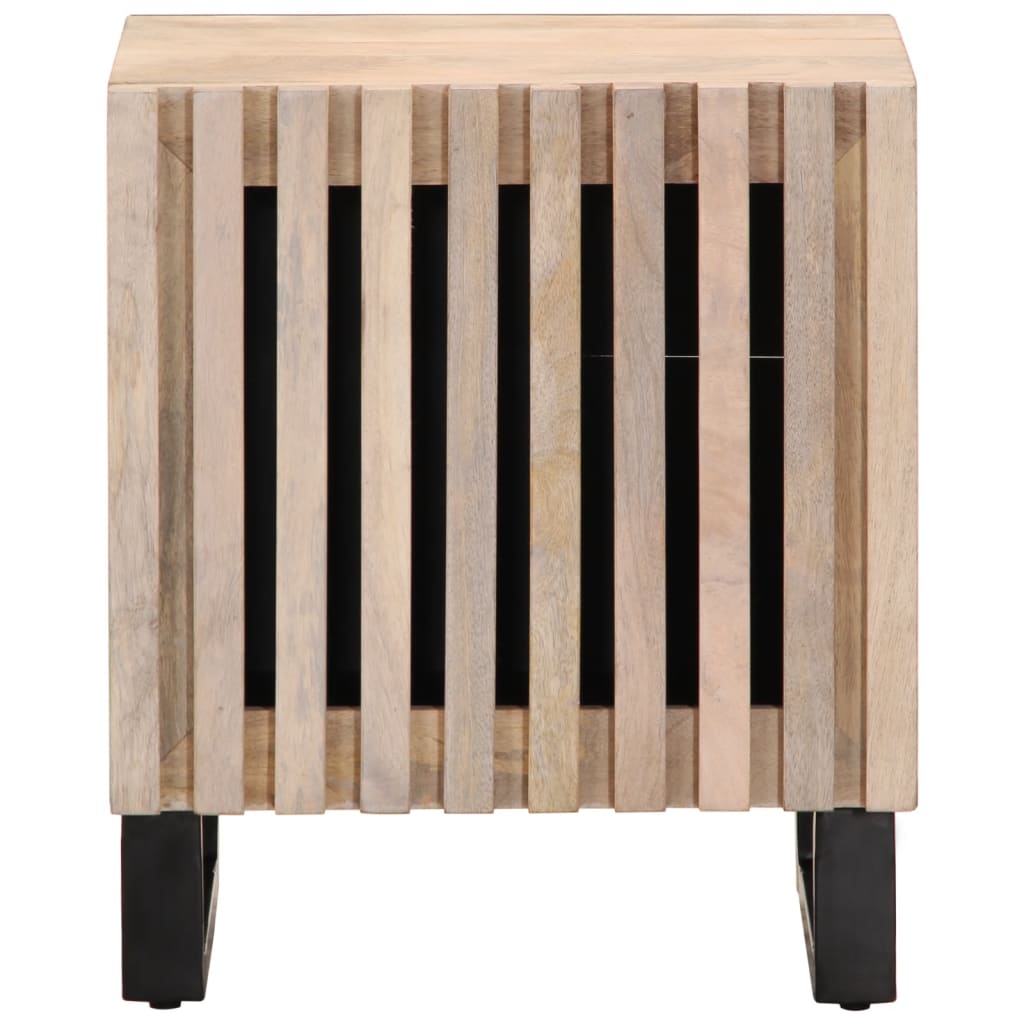 Table de chevet 40x34x46 cm bois de manguier massif blanchi - XIOS