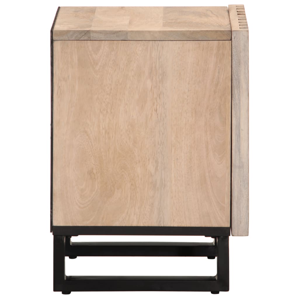 Table de chevet 40x34x46 cm bois de manguier massif blanchi - XIOS