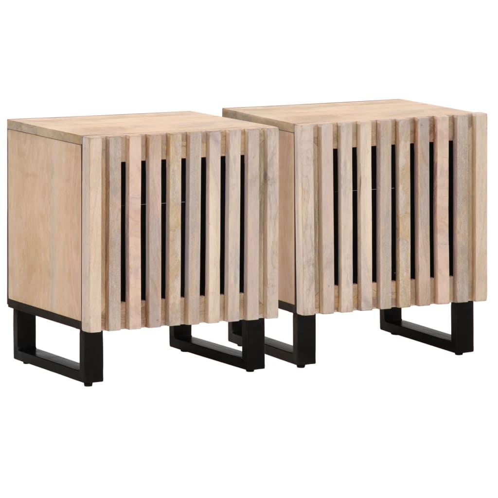 Tables de chevet 2 pcs 40x34x46 cm bois manguier massif blanchi - XIOS