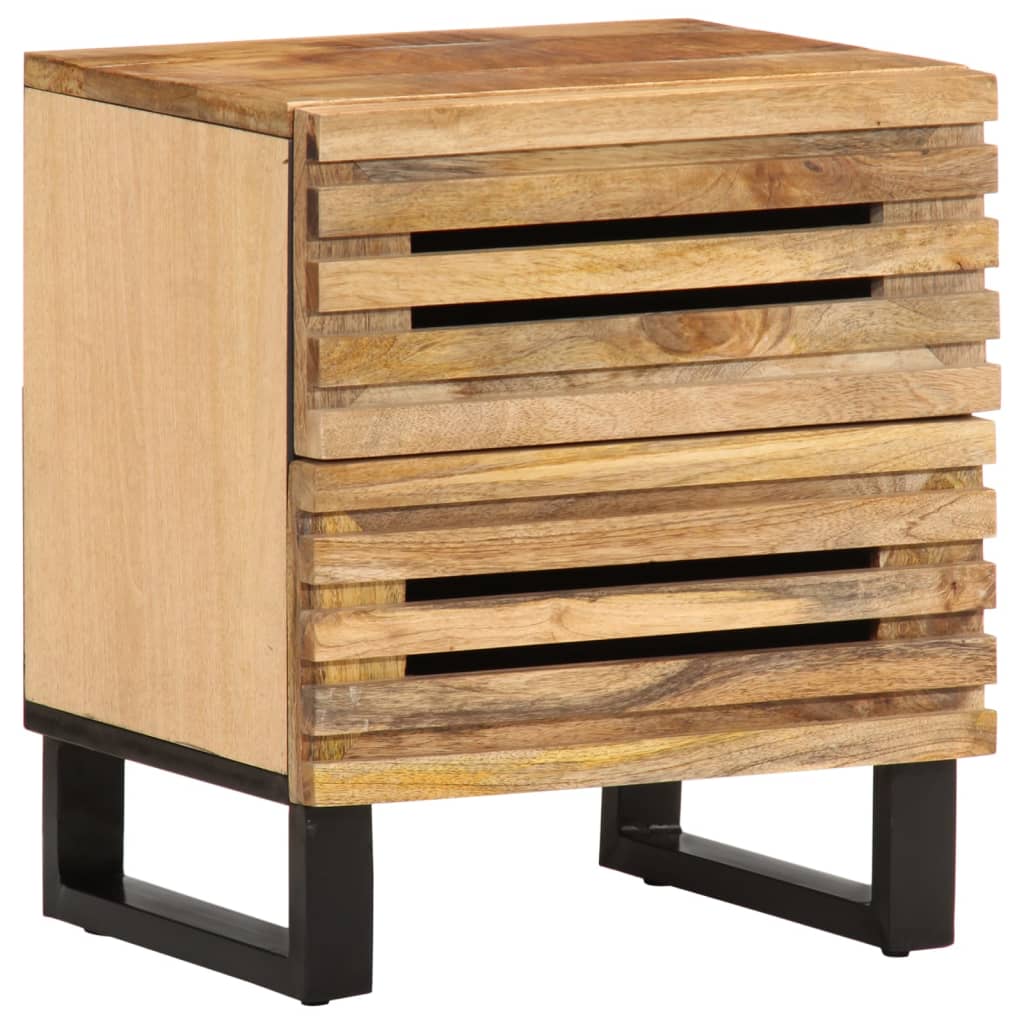 Table de chevet 40x34x46 cm bois de manguier massif brut - XIOS