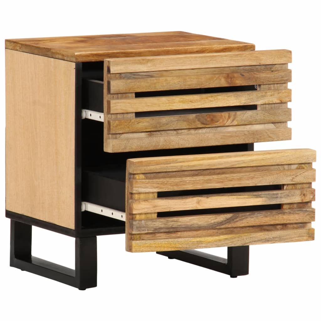Tables de chevet 2 pcs 40x34x46 cm bois massif de manguier brut