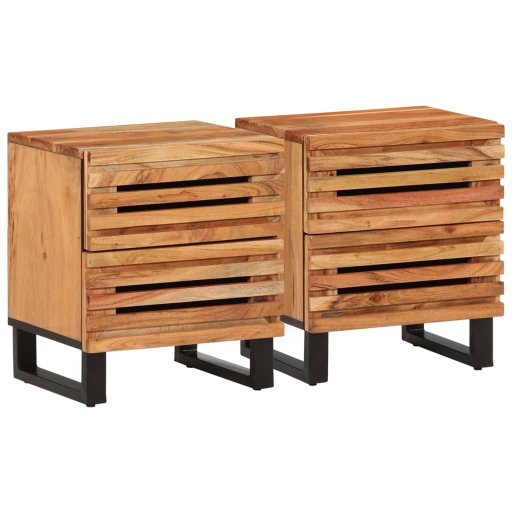 Tables de chevet 2 pcs 40x34x46 cm bois d'acacia massif - XIOS