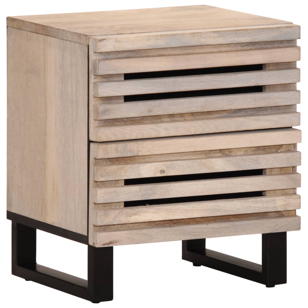 Table de chevet 40x34x46 cm bois de manguier massif blanchi - XIOS