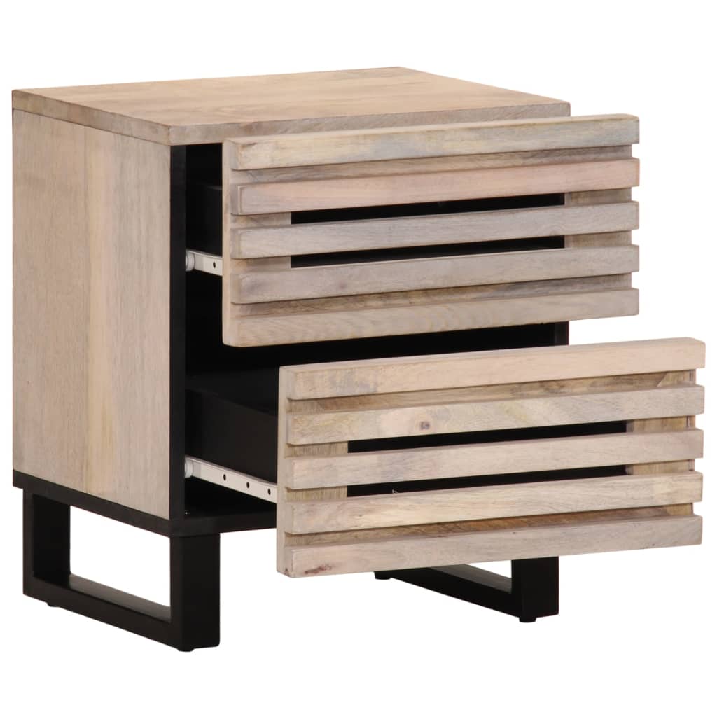 Table de chevet 40x34x46 cm bois de manguier massif blanchi - XIOS