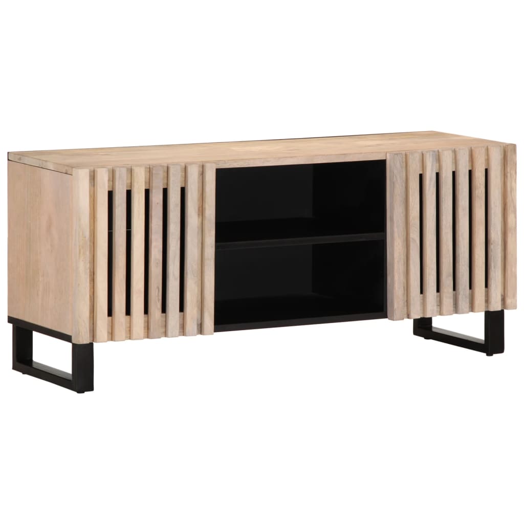Meuble TV blanc 105x34x46 cm bois massif de manguier - XIOS