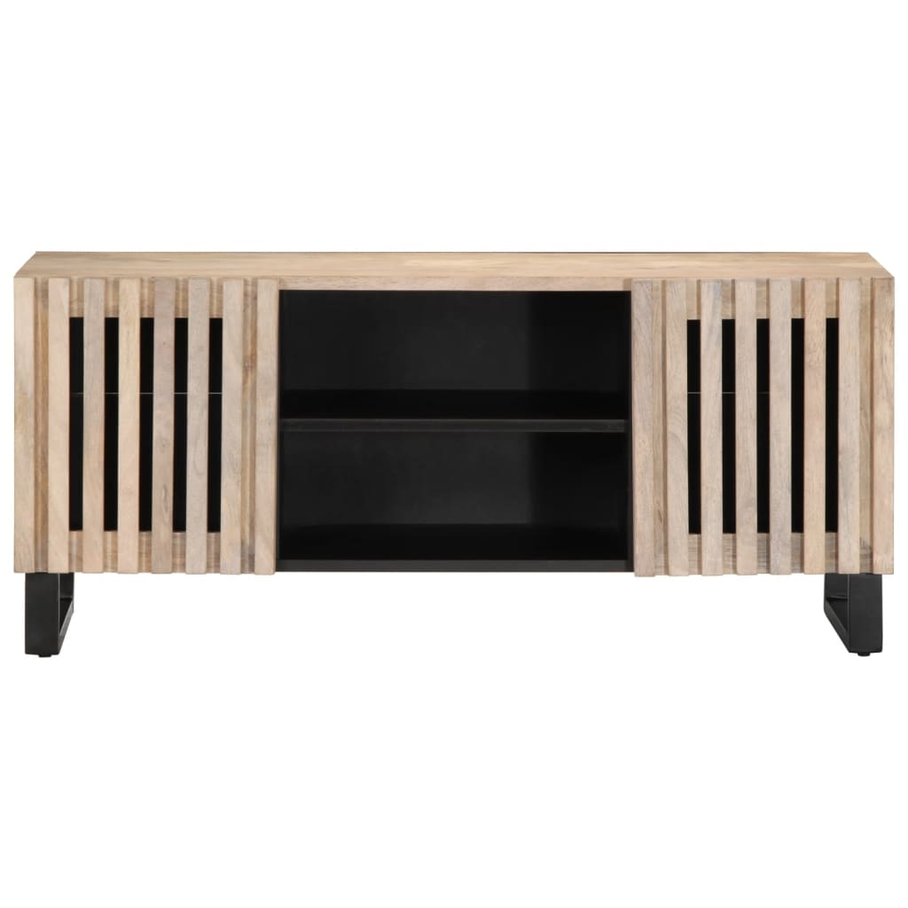 Meuble TV blanc 105x34x46 cm bois massif de manguier - XIOS