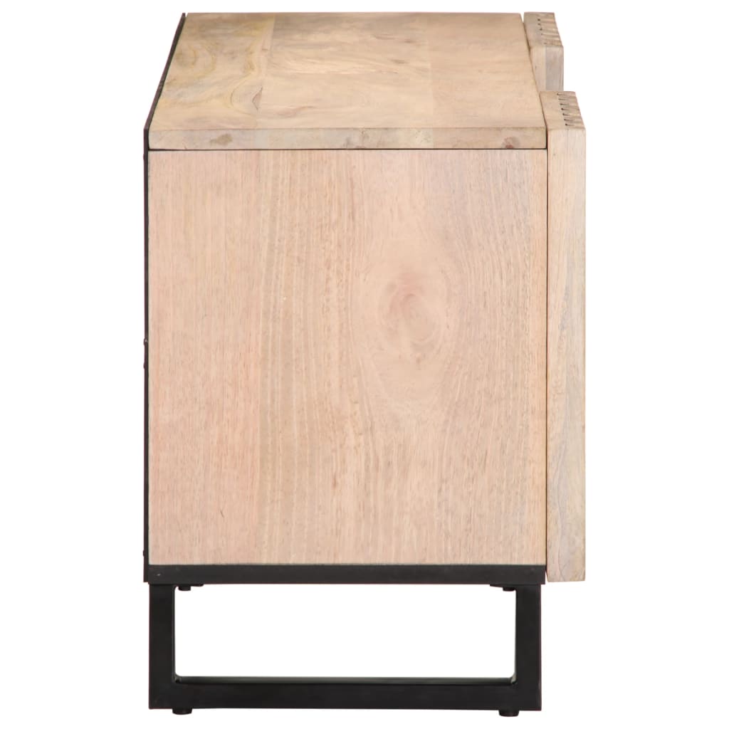 Meuble TV blanc 105x34x46 cm bois massif de manguier - XIOS