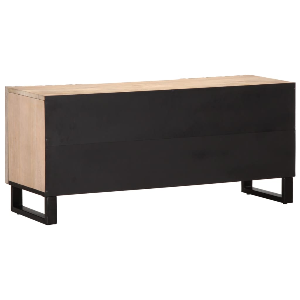 Meuble TV blanc 105x34x46 cm bois massif de manguier - XIOS