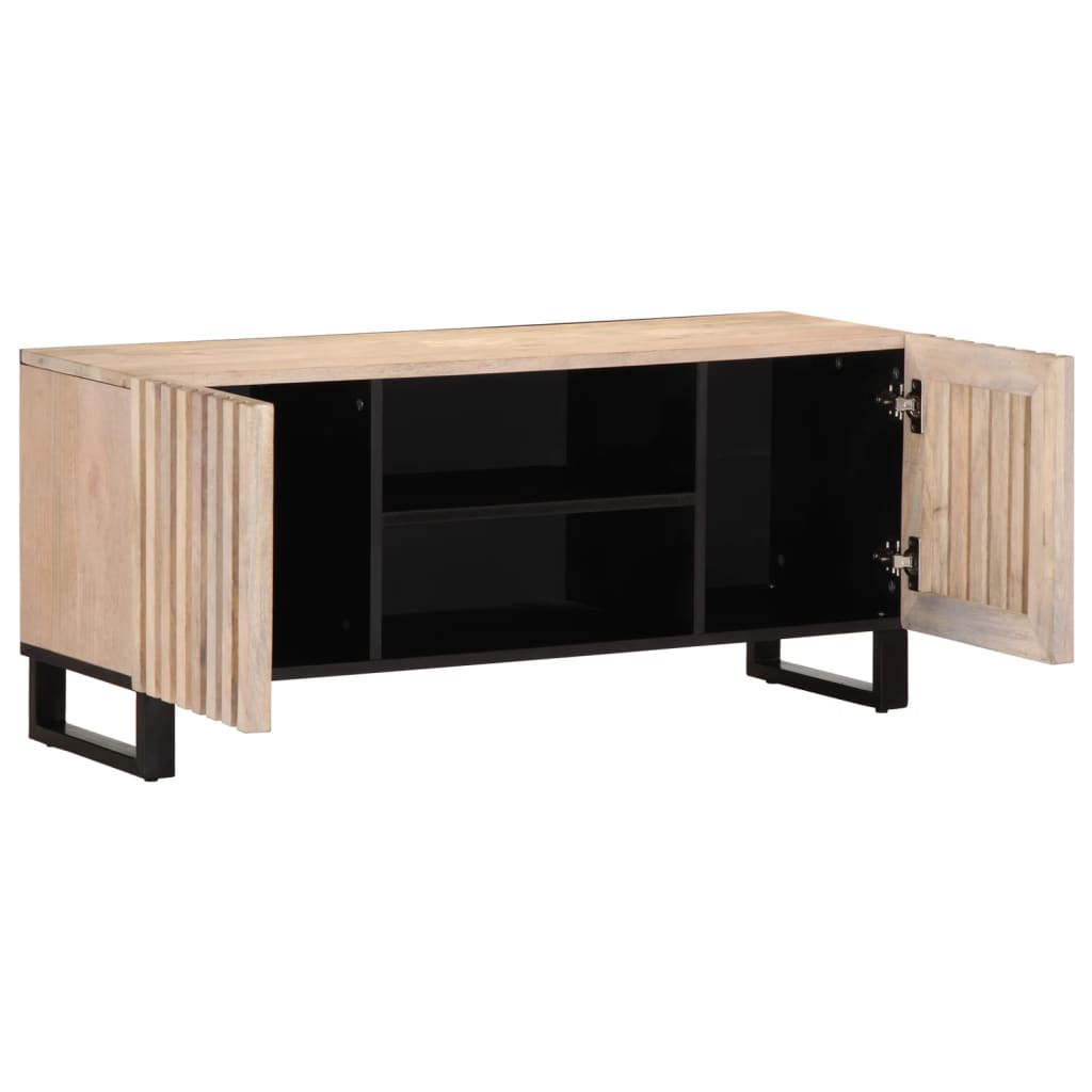 Meuble TV blanc 105x34x46 cm bois massif de manguier - XIOS
