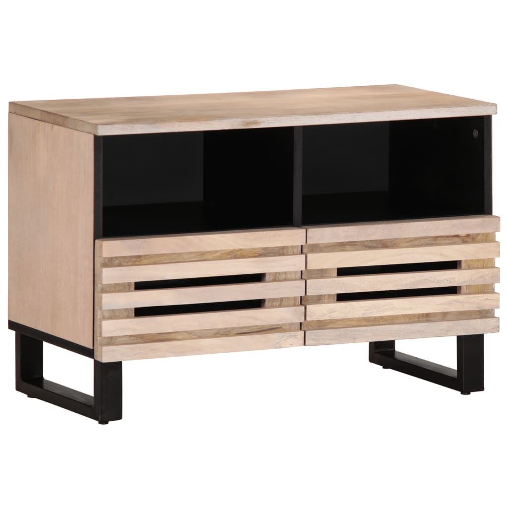Meuble TV blanc 70x34x46 cm bois massif de manguier - XIOS