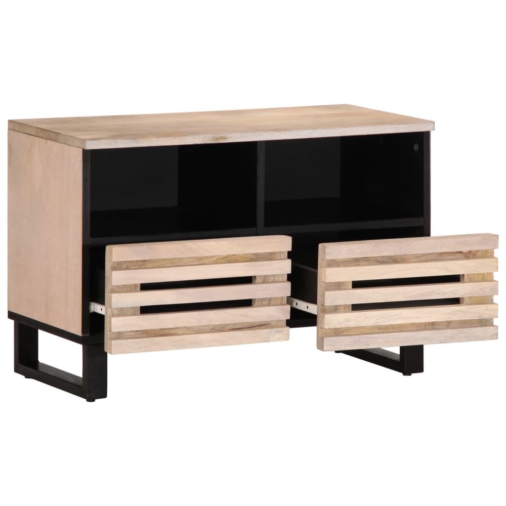 Meuble TV blanc 70x34x46 cm bois massif de manguier - XIOS