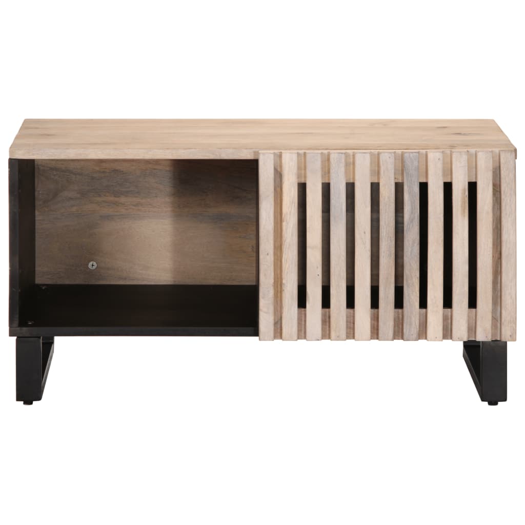 Table basse blanc 80x51x40 cm bois de manguier massif - XIOS