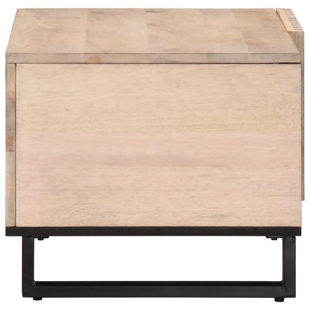 Table basse blanc 80x51x40 cm bois de manguier massif - XIOS