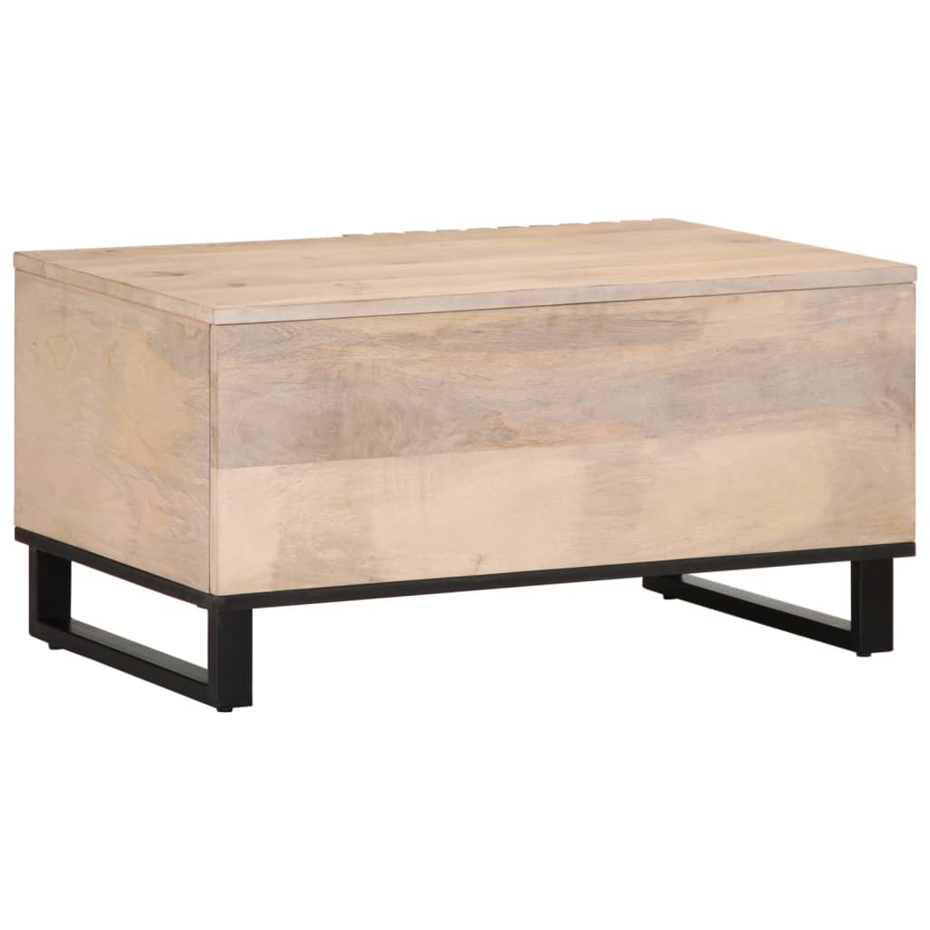Table basse blanc 80x51x40 cm bois de manguier massif - XIOS