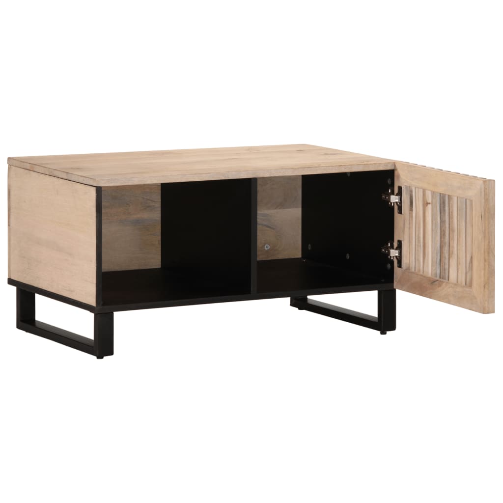 Table basse blanc 80x51x40 cm bois de manguier massif - XIOS