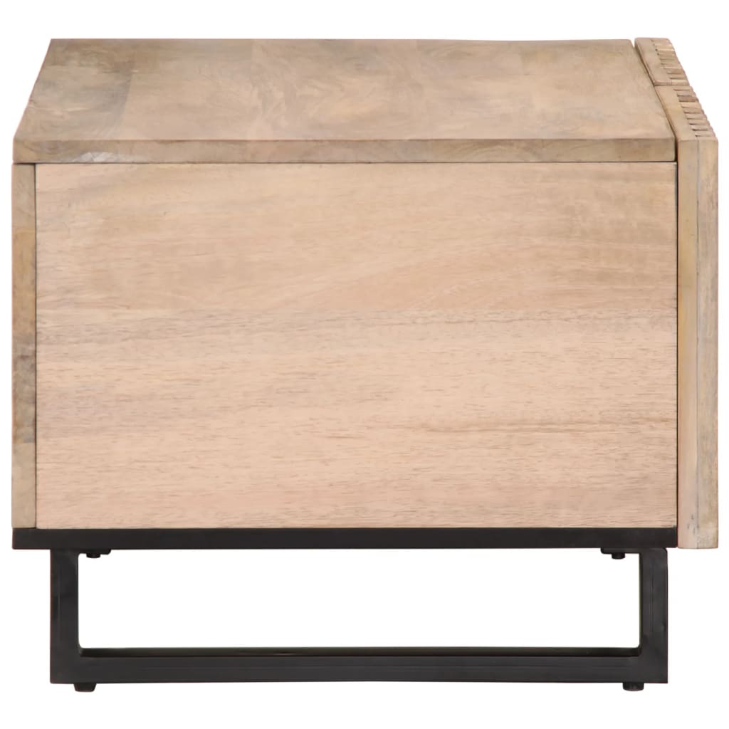 Table basse blanc 80x51x40 cm bois de manguier massif - XIOS