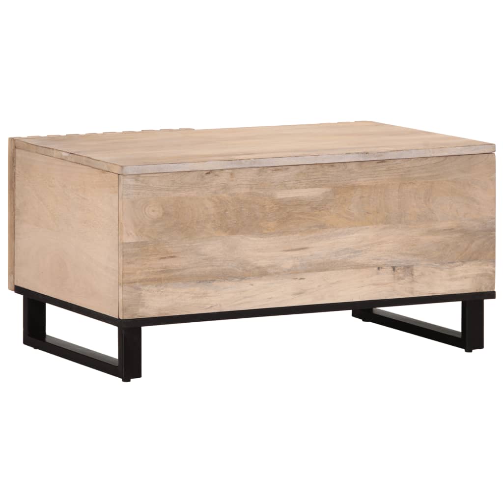 Table basse blanc 80x51x40 cm bois de manguier massif - XIOS