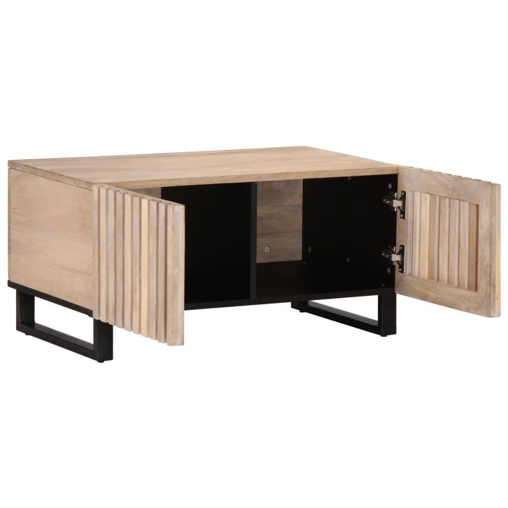 Table basse blanc 80x51x40 cm bois de manguier massif - XIOS