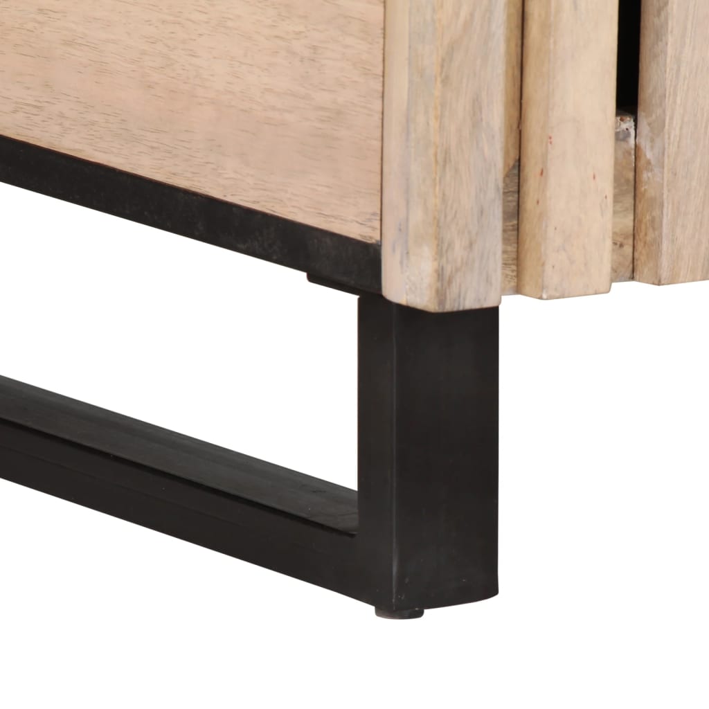 Table basse blanc 80x51x40 cm bois de manguier massif - XIOS