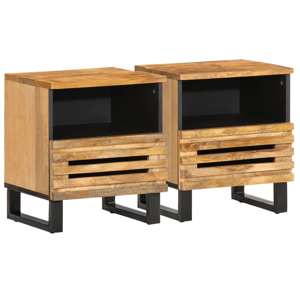 Tables de chevet 2 pcs 40x34x46 cm bois massif de manguier brut - XIOS