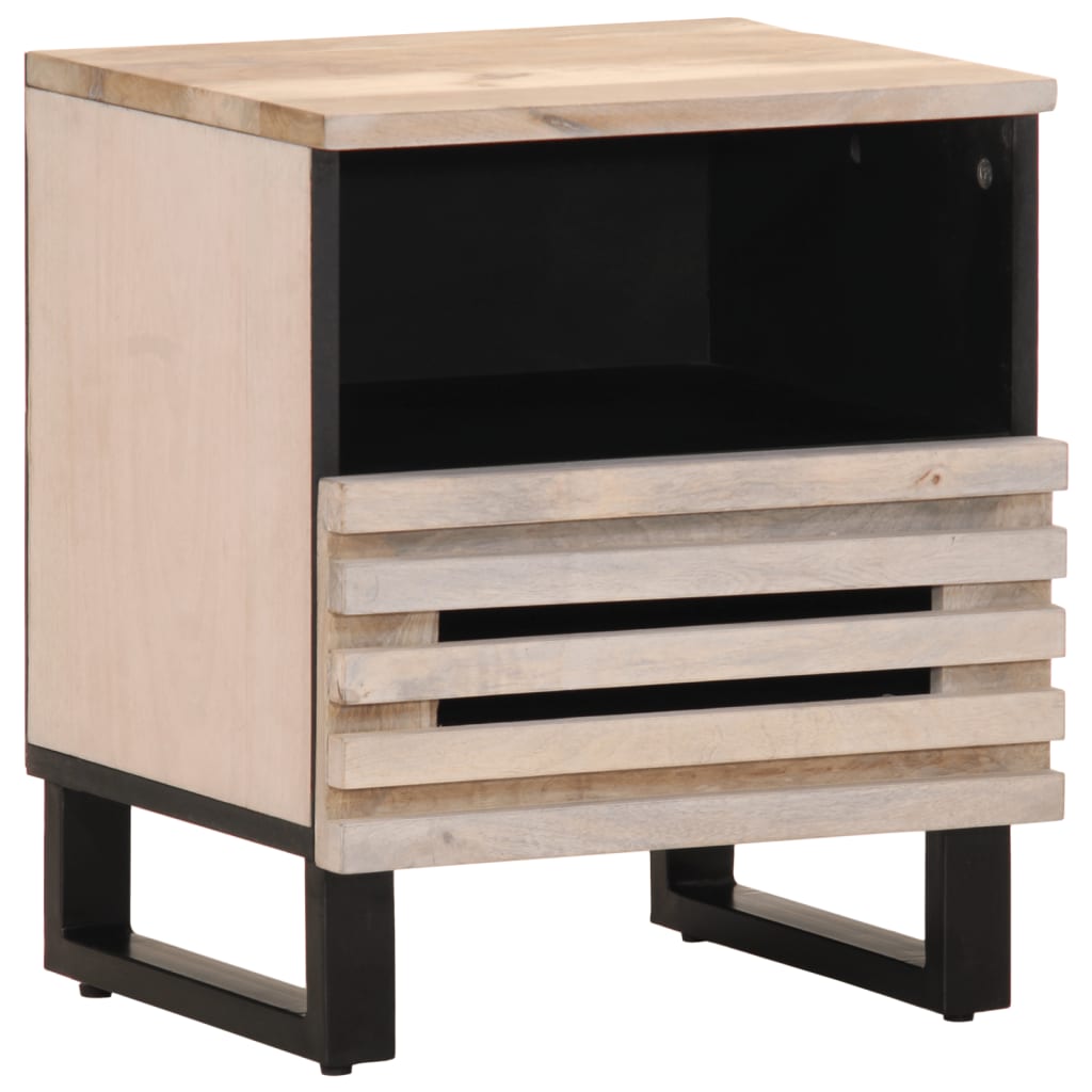 Table de chevet 40x34x46 cm bois de manguier massif blanchi - XIOS