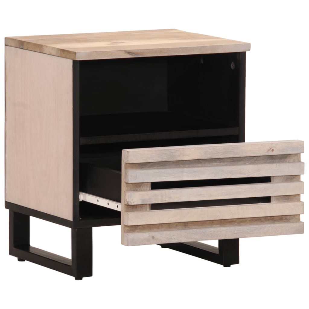 Table de chevet 40x34x46 cm bois de manguier massif blanchi - XIOS