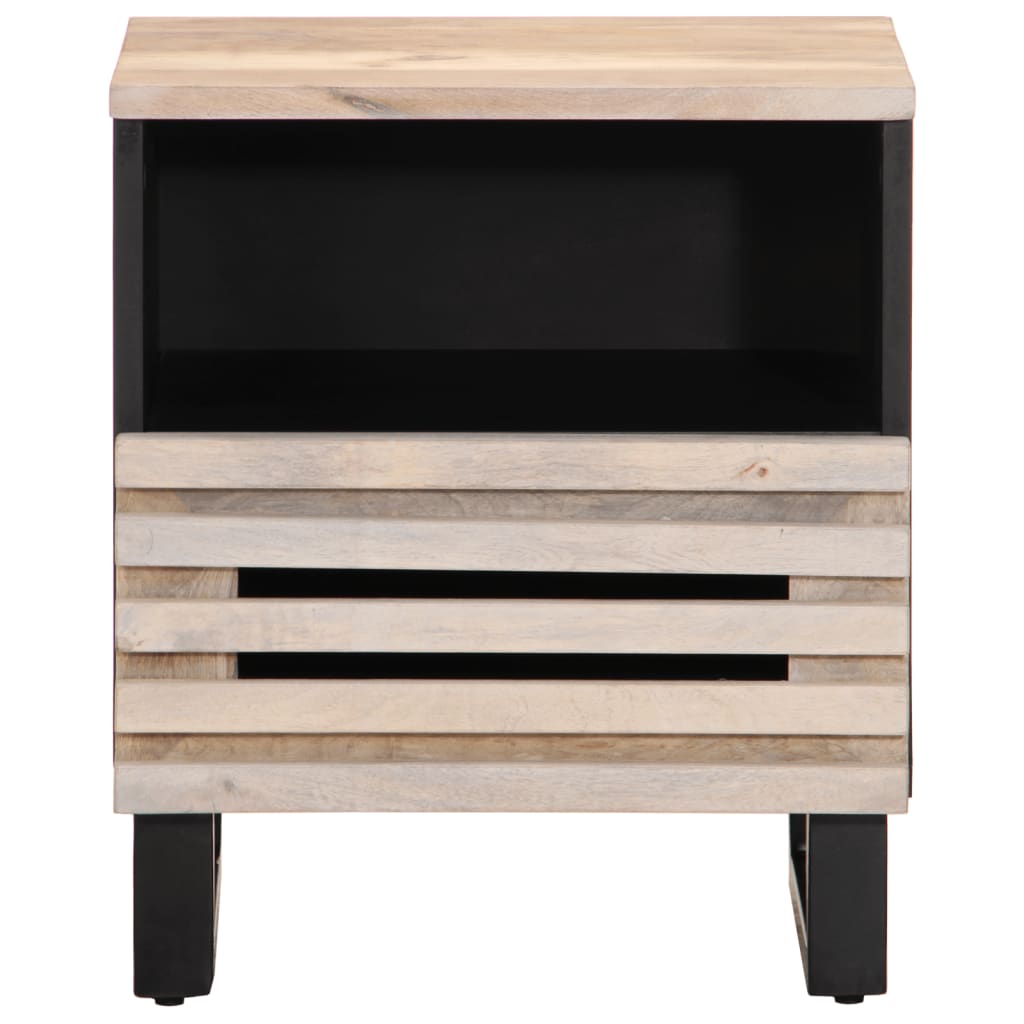 Table de chevet 40x34x46 cm bois de manguier massif blanchi - XIOS