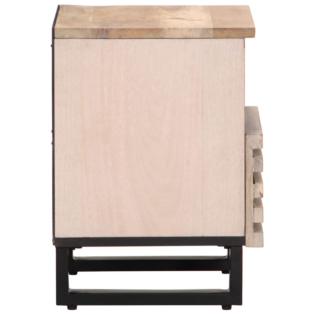 Table de chevet 40x34x46 cm bois de manguier massif blanchi - XIOS