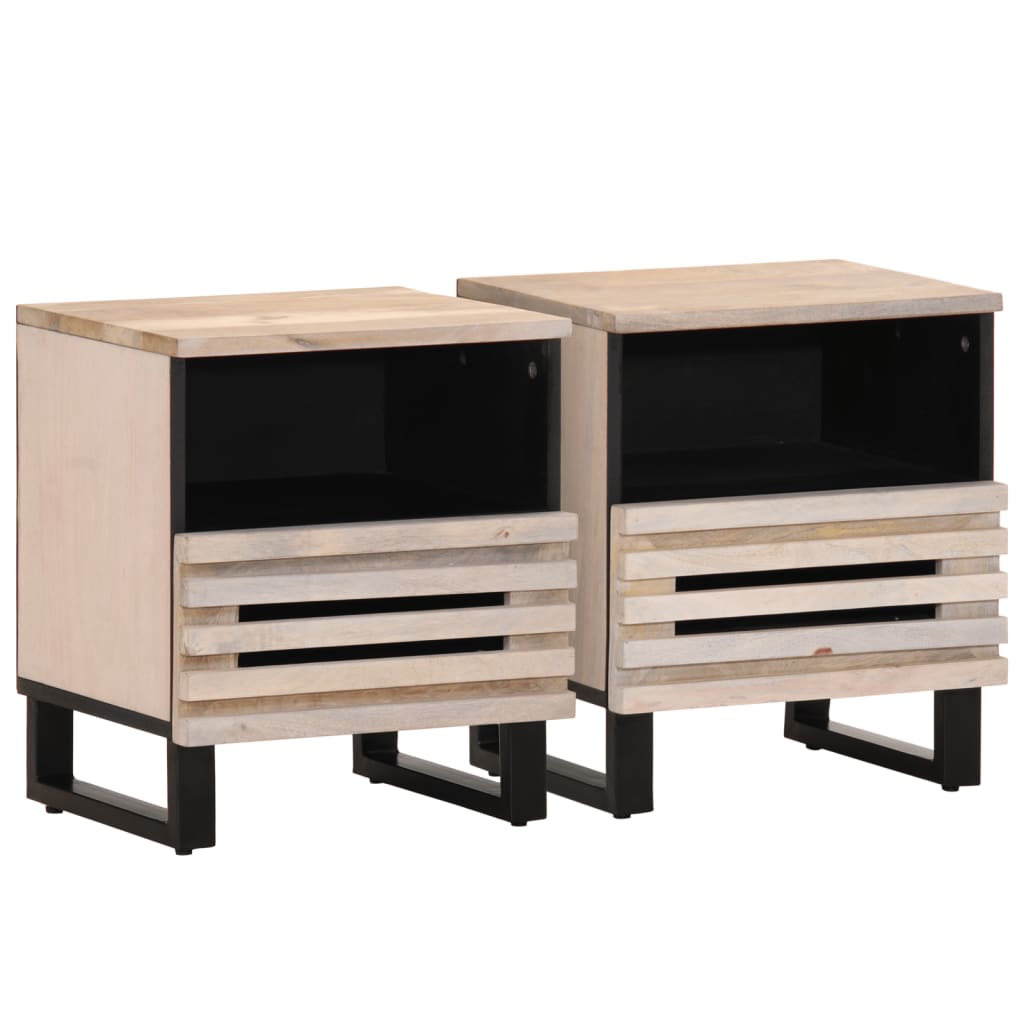Tables de chevet 2 pcs 40x34x46 cm bois manguier massif blanchi - XIOS