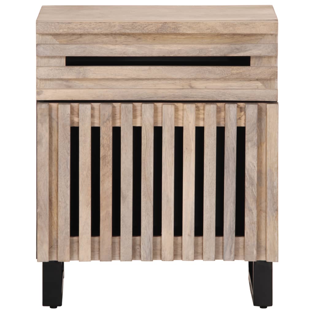 Table de chevet blanc 50x34x60 cm bois de manguier massif - XIOS
