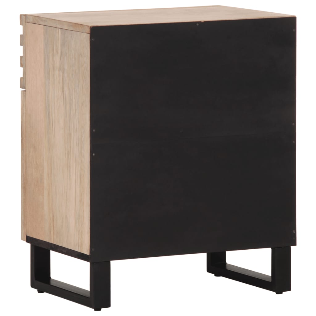 Table de chevet blanc 50x34x60 cm bois de manguier massif - XIOS