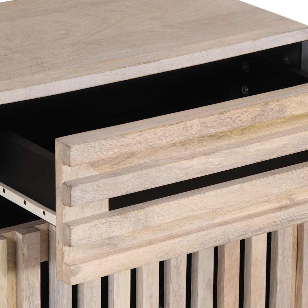 Table de chevet blanc 50x34x60 cm bois de manguier massif - XIOS