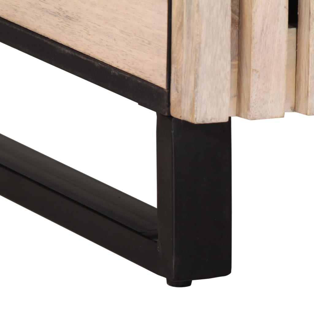 Table de chevet blanc 50x34x60 cm bois de manguier massif - XIOS