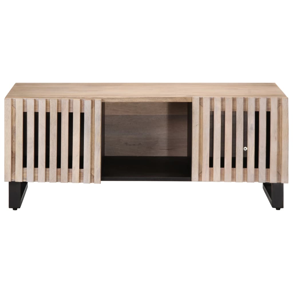 Table basse blanc 100x55x40 cm bois de manguier massif - XIOS