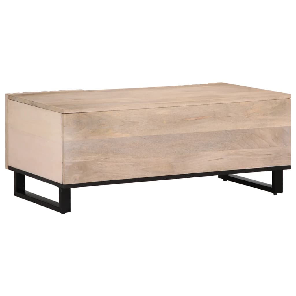 Table basse blanc 100x55x40 cm bois de manguier massif - XIOS