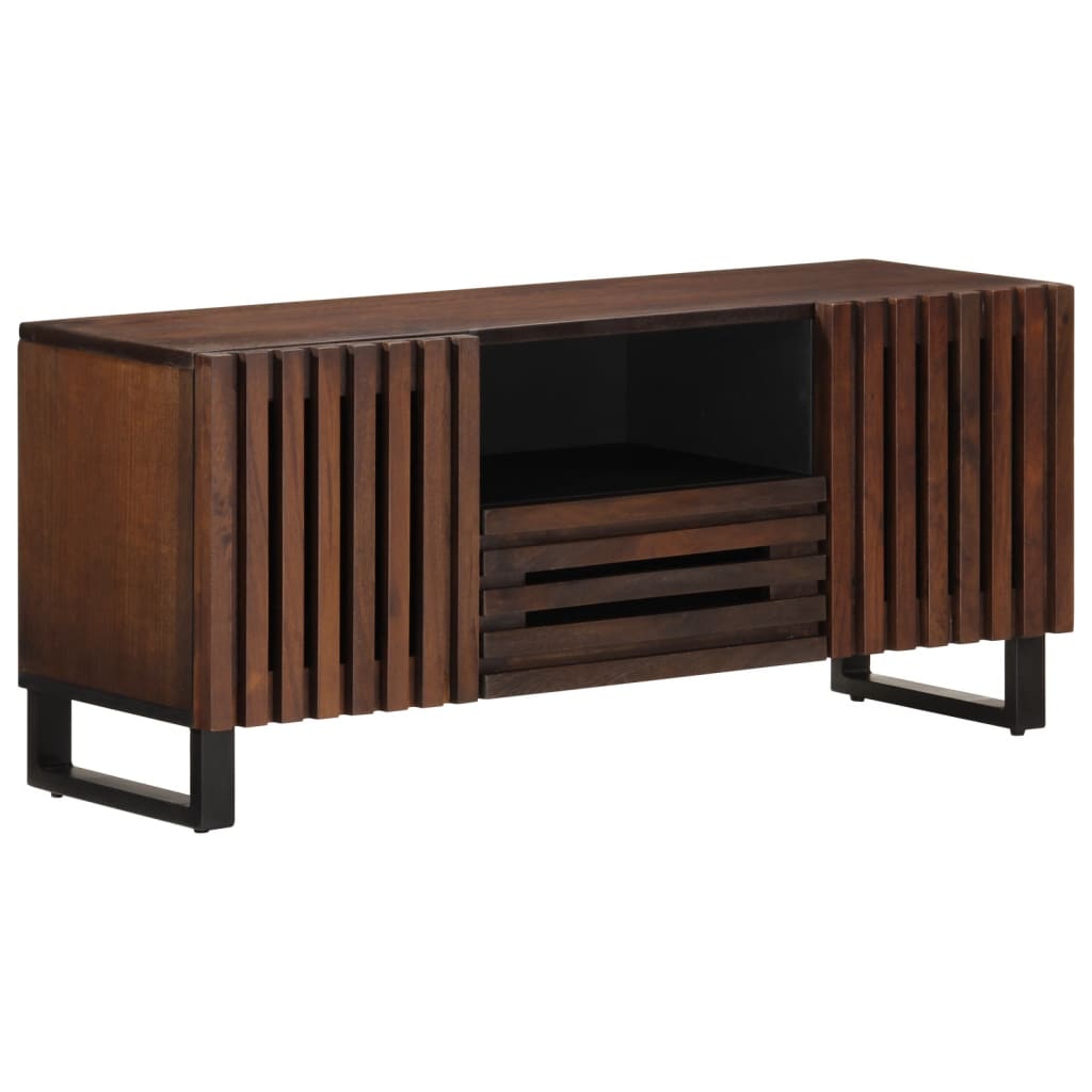 Meuble TV marron 100x34x46 cm bois massif manguier - XIOS
