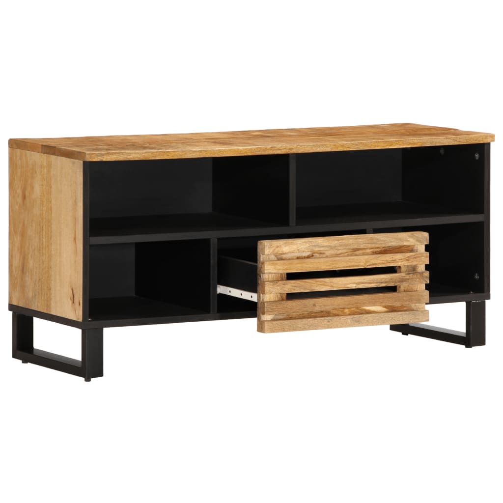 Meuble TV 100x34x46 cm bois massif de manguier brut - XIOS