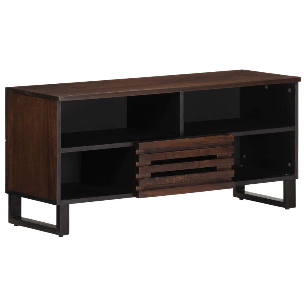 Meuble TV marron 100x34x46 cm bois massif manguier - XIOS