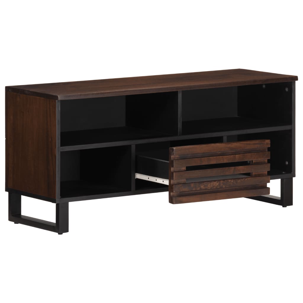 Meuble TV marron 100x34x46 cm bois massif manguier - XIOS