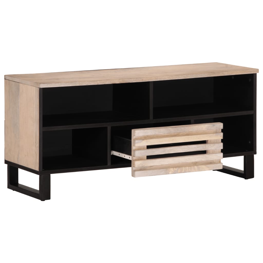 Meuble TV 100x34x46 cm bois massif de manguier - XIOS