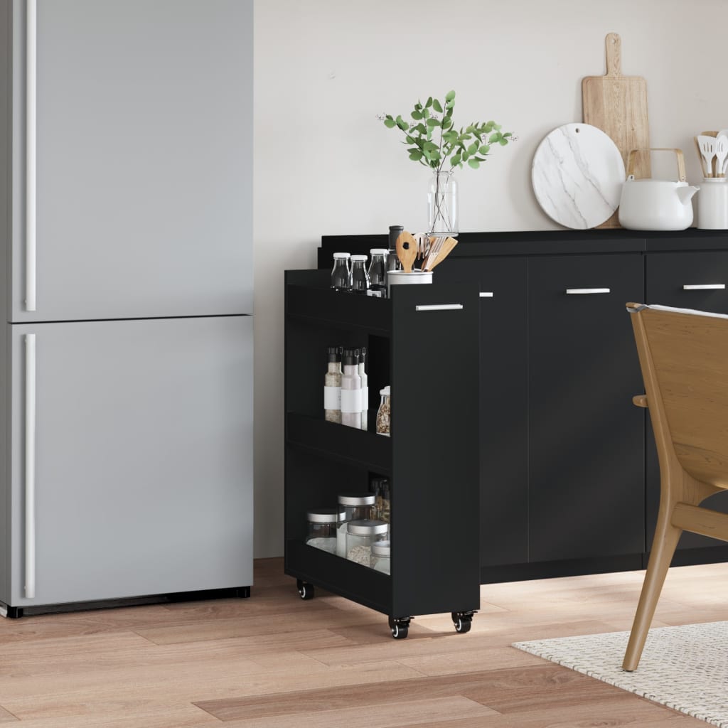 Armoire avec roues noir 60x22x79 cm bois d'ingénierie - XIOS